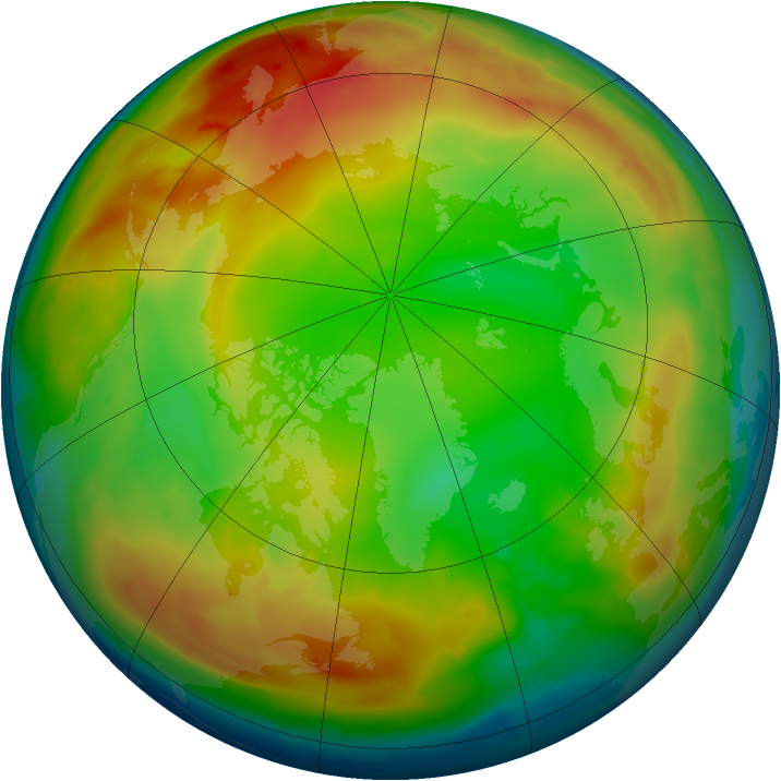 Arctic ozone map for 08 January 2010